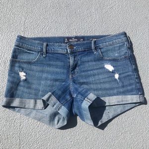 hollister jean shorts, semi dark wash.